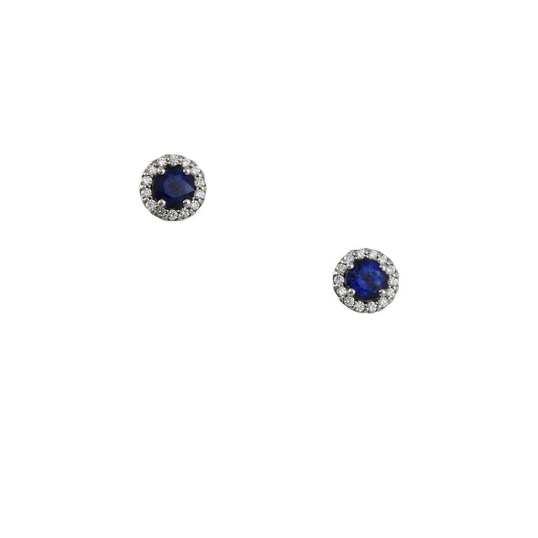 Cp Collection - Blue Sapphire Diamond Halo Studs