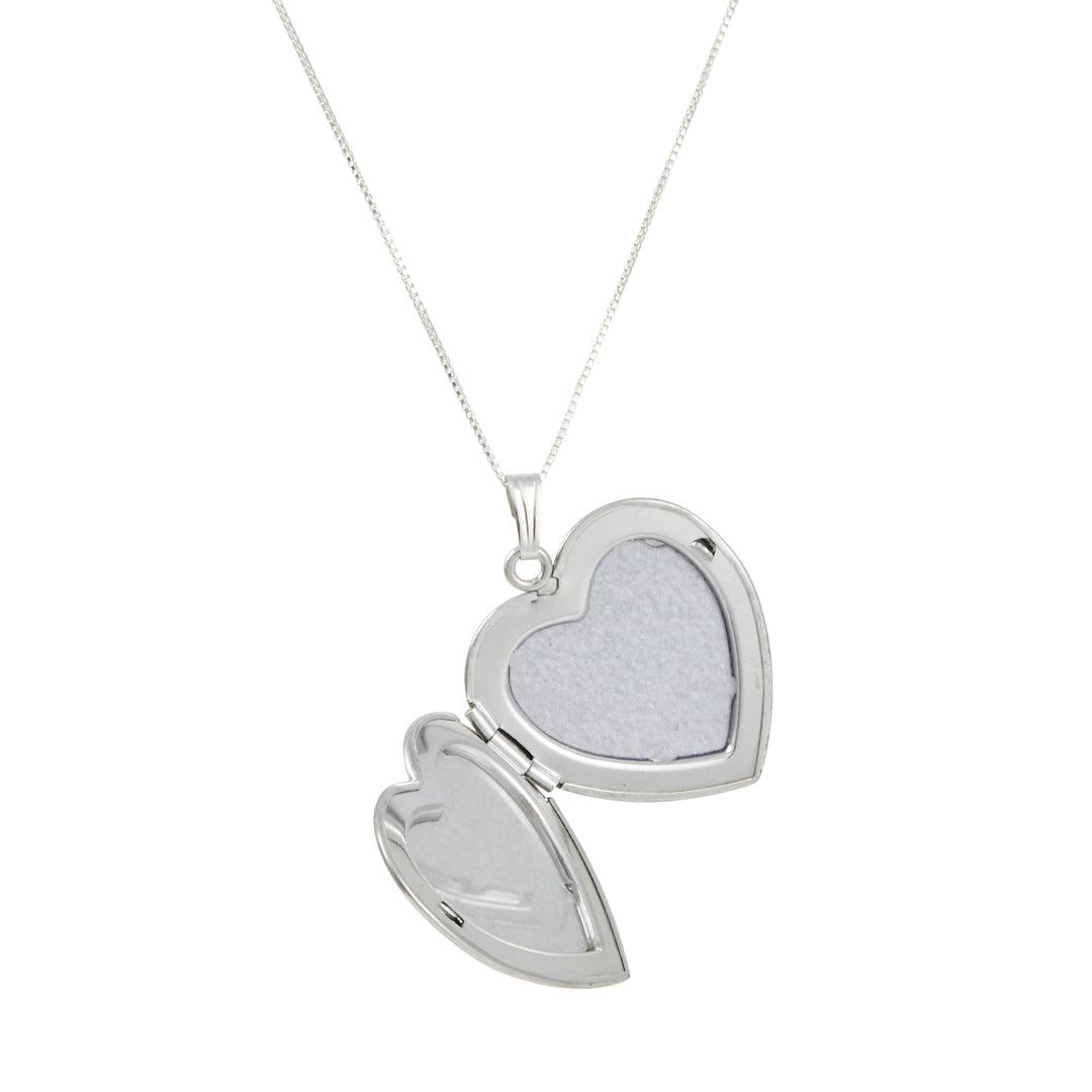 Sterling Silver Classic Heart Locket Pendant Necklace