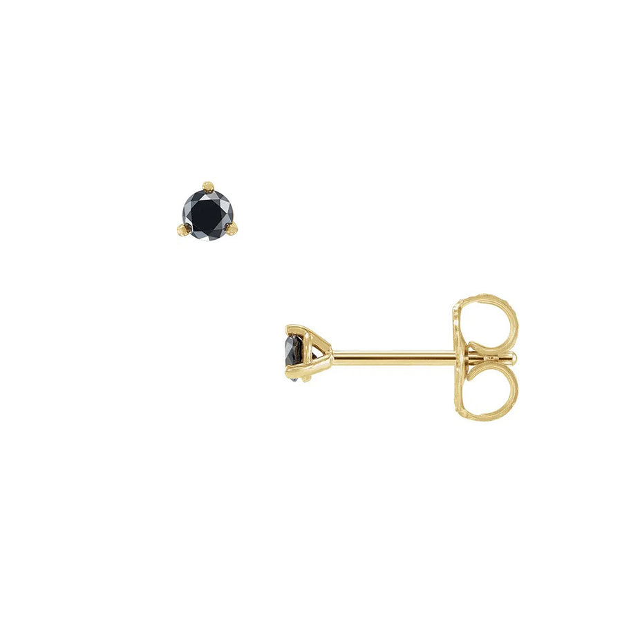 Cp Collections - Natural Black Diamond studs in 14k yellow gold