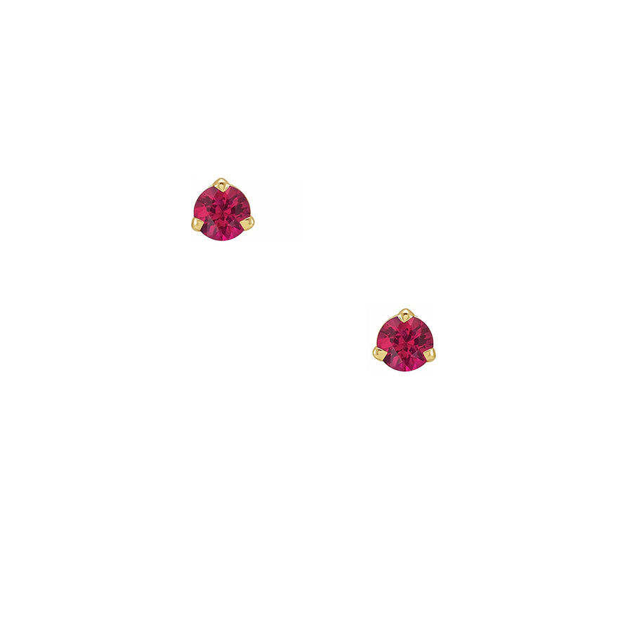 Cp Collection - 3mm Natural Ruby Stud Studs in 14k Yellow Gold