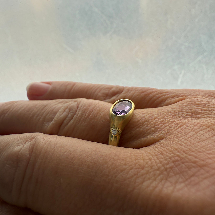 Monica Marcella - Rose Cut Lilac Sapphire with Diamond Ojo Ring