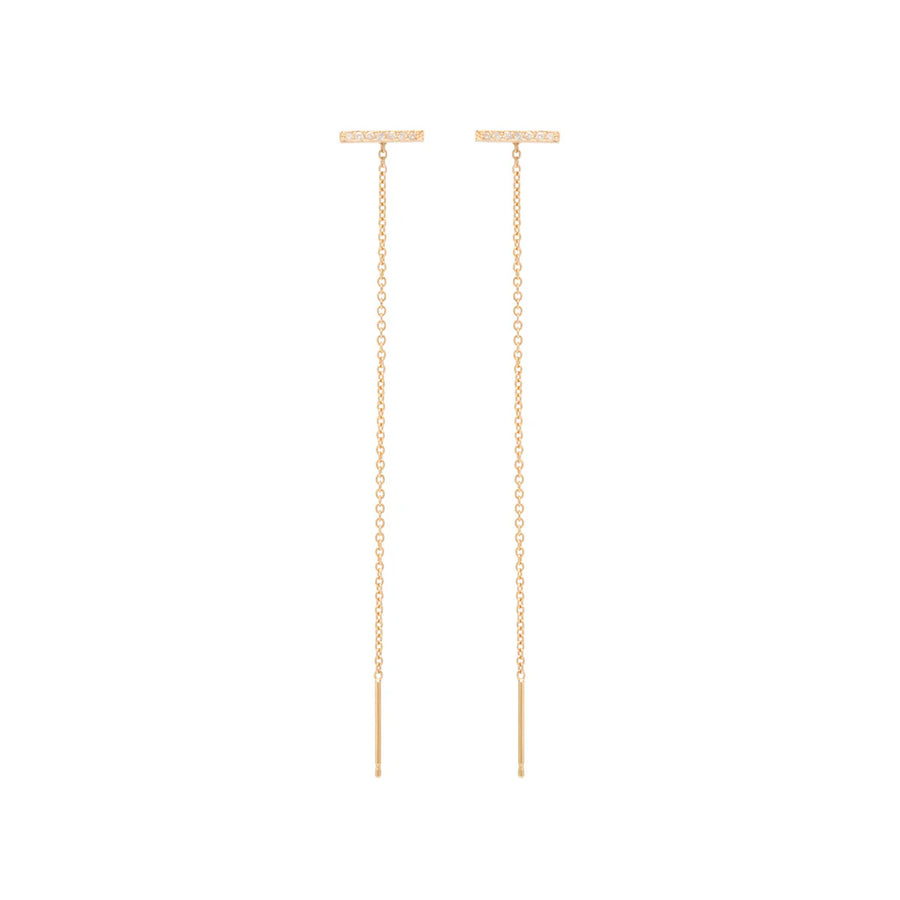 SALE -THIN PAVÉ DIAMOND BAR THREADER EARRINGS