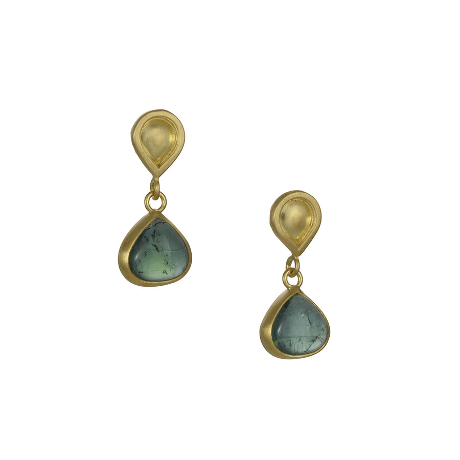 Monica Marcella - Chubby Teal Tourmaline Double Drop Earrings