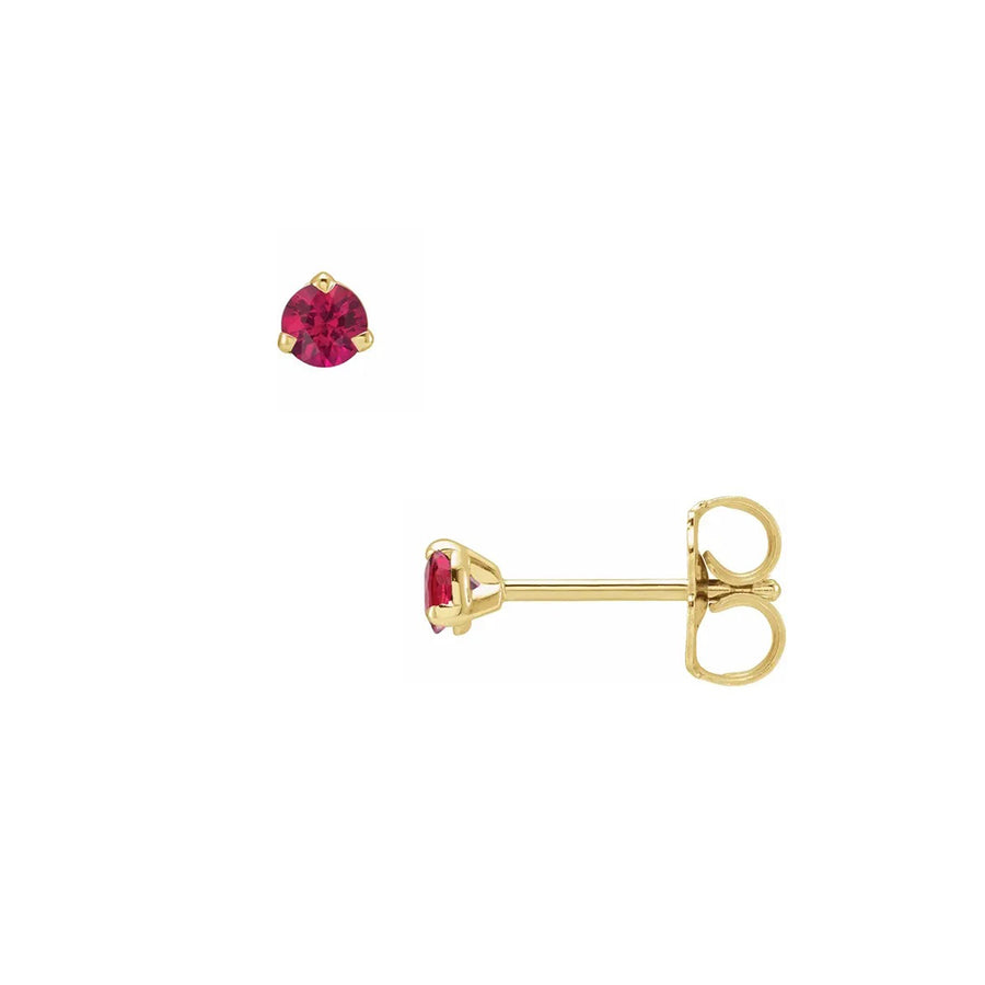 Cp Collection - 3mm Natural Ruby Stud Studs in 14k Yellow Gold