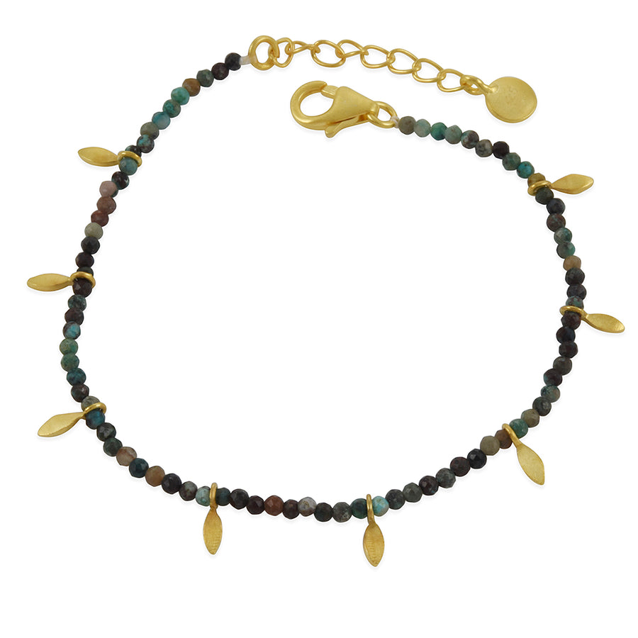 Manjusha - Turquoise Bead Bracelet with Leaves