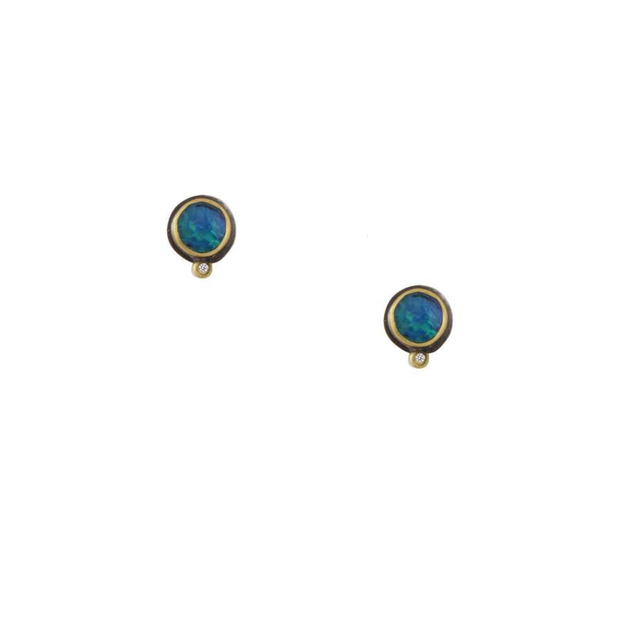 Ananda Khalsa - Australian Opal Studs with Diamond