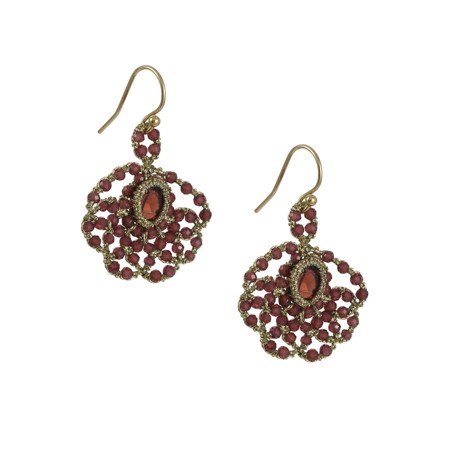 Danielle Welmond - Caged Garnet Peacock Earrings