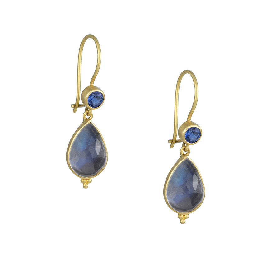 Steven Battelle - Blue Moonstone and Kyanite Double Drop Earrings