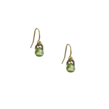 Danielle Welmond - Woven Baby Peridot Drop Earrings in Gold Fill