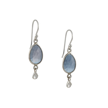 Sarah Richardson - Rose cut London Blue Topaz Earrings with Petal Drop