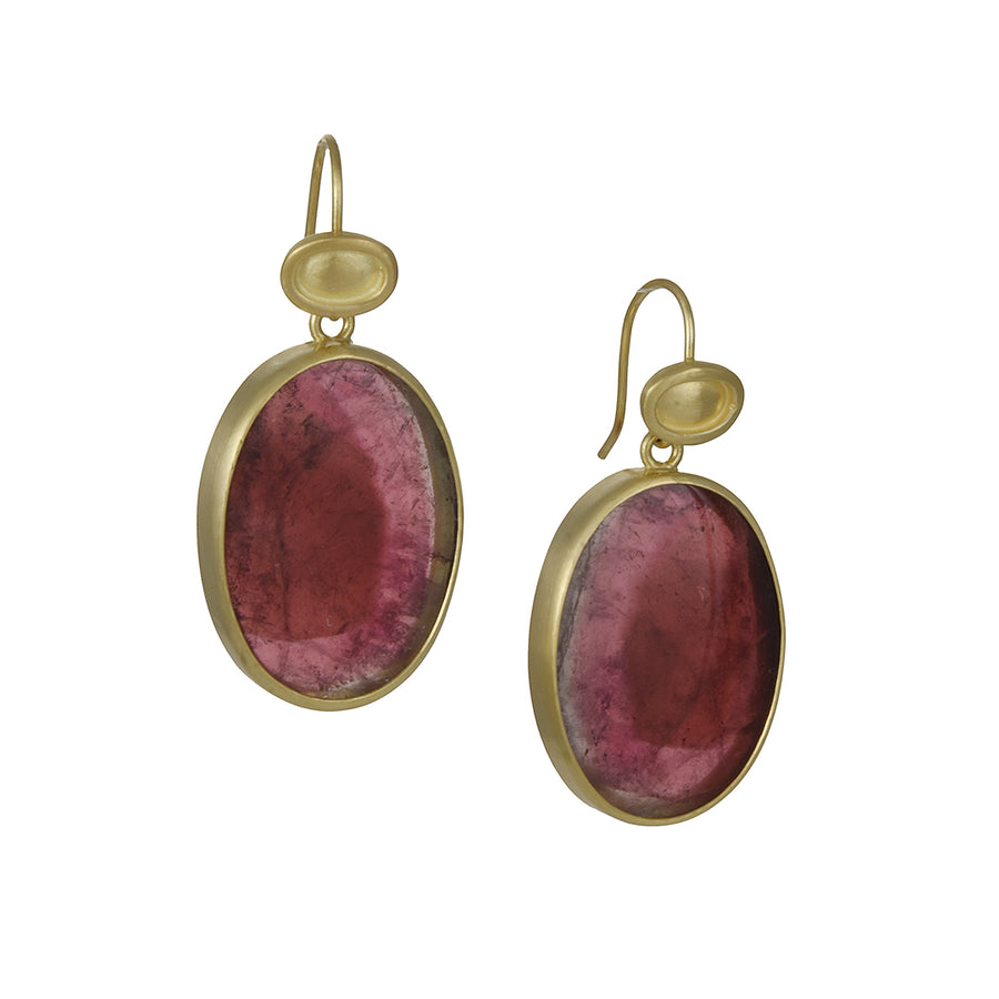 Monica Marcella - Mega Magenta Tourmaline Watercolor Oval Earrings