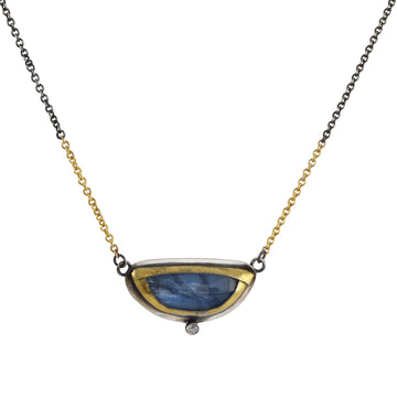 Blue Kyanite Crescent Split Necklace