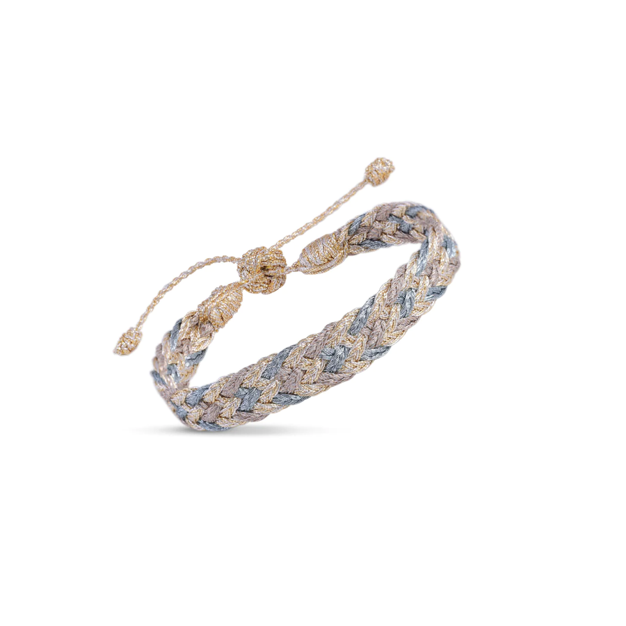 MAAŸAZ - DOUBLE-U N°2 BRACELET IN LIGHT GOLD OAT GREY