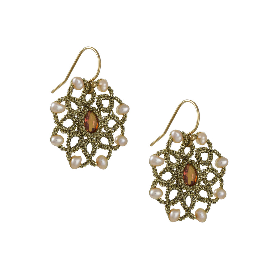 Danielle Welmond - Cameo Earrings with Cages Anastasia Topaz and Pearls