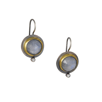 Round Moonstone with White Topaz Accent Earrings