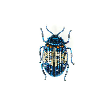 Blue Mint Beetle Brooch Pin