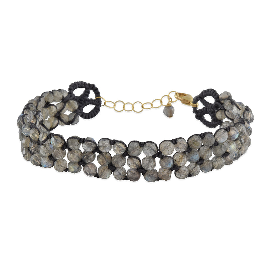 Danielle Welmond - Grey Silk Woven Labradorite Bracelet