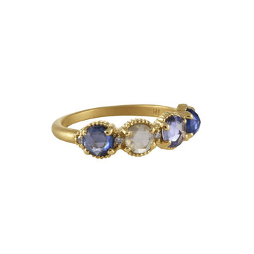 Megan Thorne - Ribbed Rose Cut Sapphire Band with Diamond Accent - The Clay Pot - Megan Thorne - 18k gold, Diamond, rings, rosecut, Sapphire, Size 6