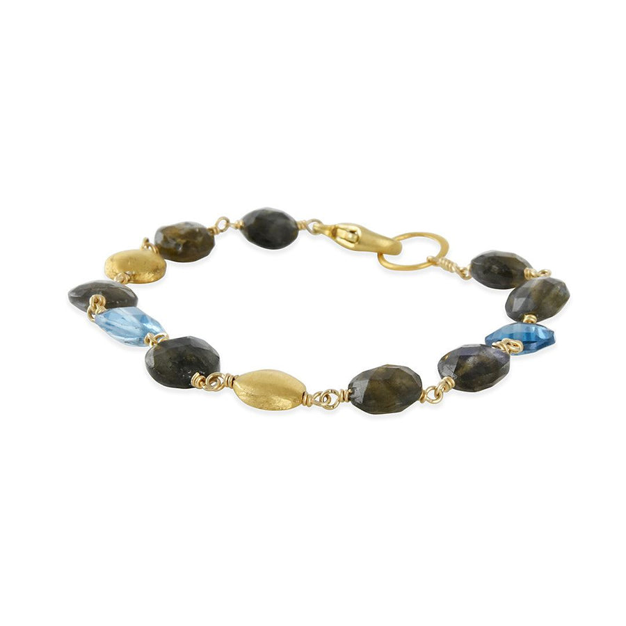 Philippa Roberts - Blue Topaz and Labradorite Bracelet - The Clay Pot - Philippa Roberts - blue topaz, bracelet, celestial, Labradorite, vermeil