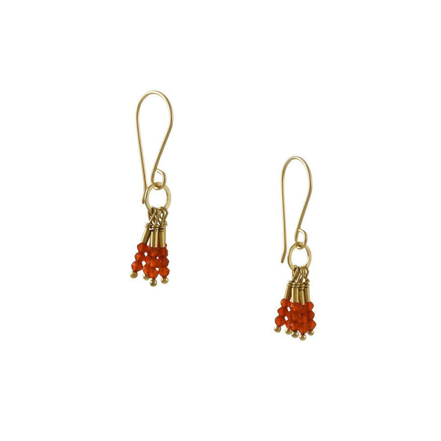 Debbie Fisher - Mini Carnelian Stick Fringe Earrings - The Clay Pot - Debbie Fisher - All Earrings, carnelian, vermeil