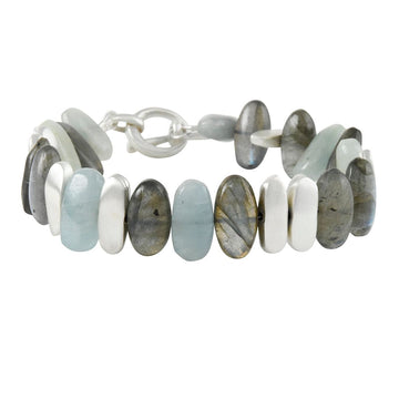 Philippa Roberts - Labradorite and Aquamarine Nugget Bracelet - The Clay Pot - Philippa Roberts - aquamarine, bracelet, Labradorite, linkbracelet, vermeil