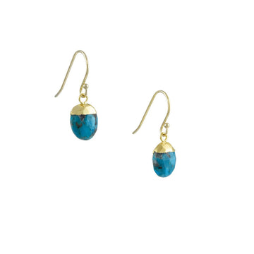 A. V. Max - Turquoise Precious Bud Drop Earring - The Clay Pot - A.V. Max - All Earrings, color, dangle earrings, earrings, goldfill, Style:Dangle Earrings, turquoise