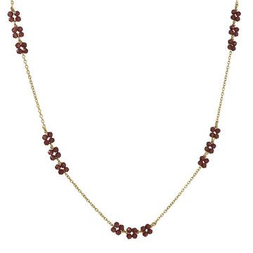 Christina Stankard - Triple Blossoms Layering Necklace With Garnet - The Clay Pot - Christina Stankard - color, garnet, Necklace, vday