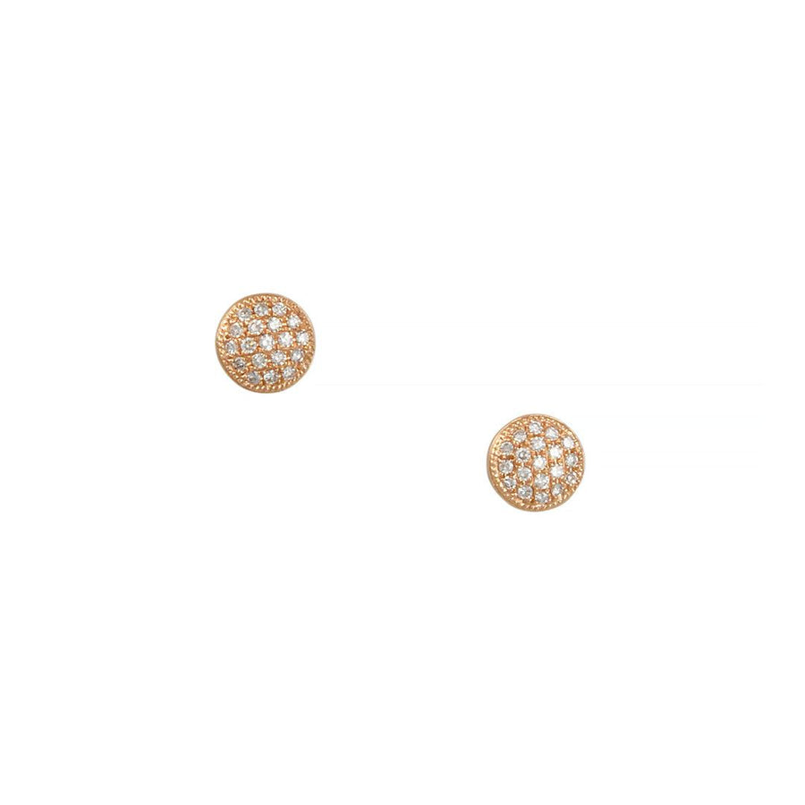 CP Collection - Small Button Pave Studs - The Clay Pot - CP Collection - 14K rose gold, All Earrings, classic, diamonds, Earrings:Studs, graduation, mothersday, pave, studs, vday