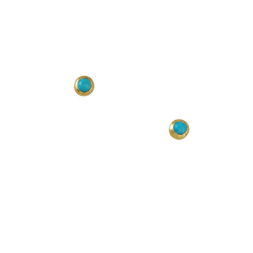 Tashi - Micro Turquoise Stud Earrings - The Clay Pot - Tashi - All Earrings, minmal, studs, turquoise, vermeil